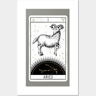 Aries Distressed Goth Tarot Zodiac Sign Posters and Art